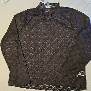 Modcloth Elegant Black Lace Blouse, Size 2X